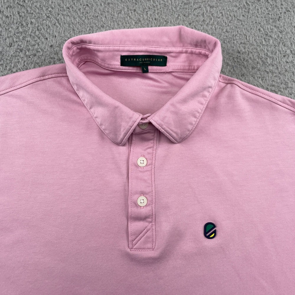 Extracurricular Polo Shirt Mens Large Pink Short Sleeve Golf Logo Pique Snags